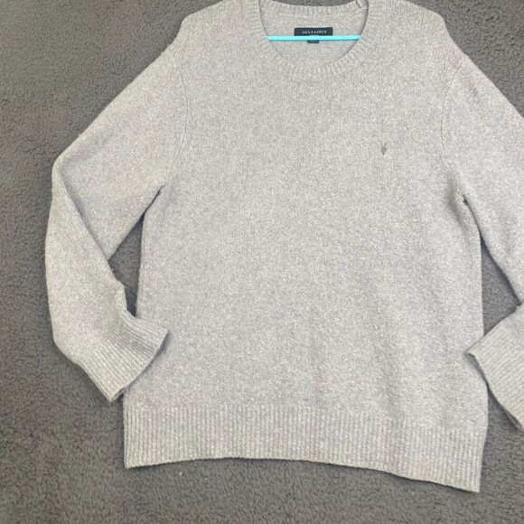 Allsaints Tolnar Crew Jumper Wool Cotton Blend Blend Grey Size M - Picture 2 of 15